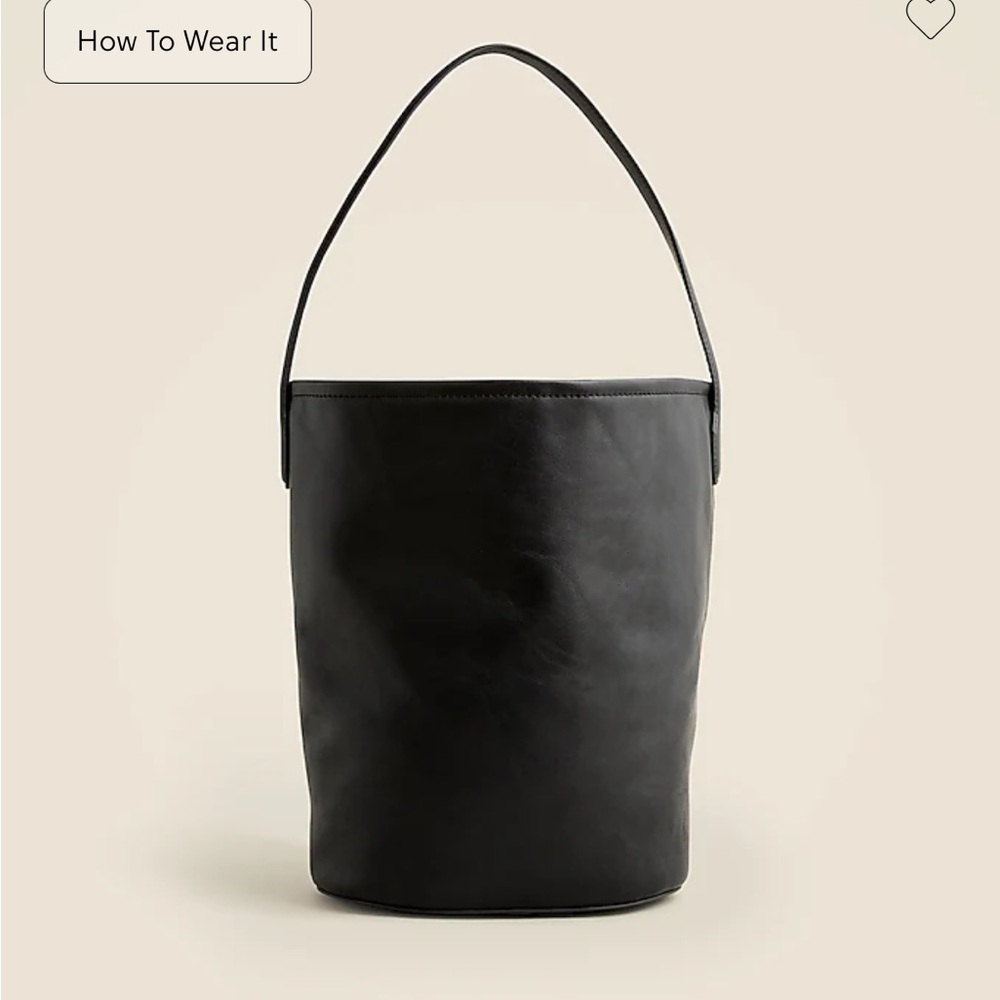 J Crew Berkeley Black Leather Bucket Bag